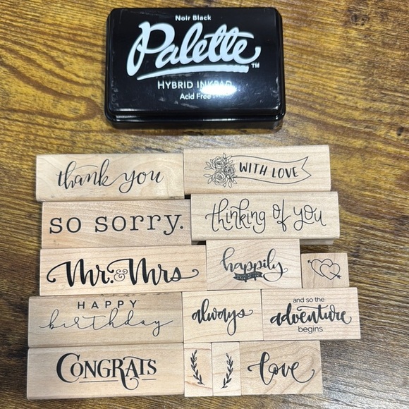 Noir Black Ink Pad with Wooden Stamp Set - Picture 1 of 1